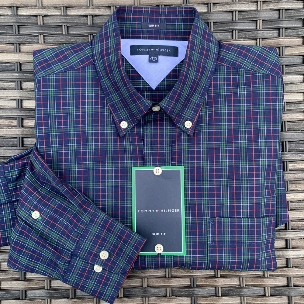 Tommy HILFIGER Slim Fit Long Sleeve Button Down - Basil